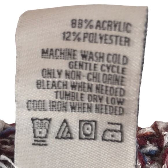 NWT American Rag Off the Shoulder Sweater Rib Knit Bell Sleeves Maroon Multi XS - Picture 9 of 10